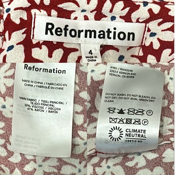 Reformation Rayna Red White Floral Halter Midi Dress Grenadine Cottage Pinup Mod - Picture 9 of 10